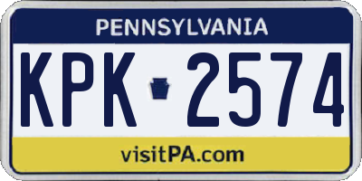 PA license plate KPK2574