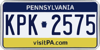 PA license plate KPK2575