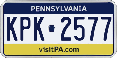 PA license plate KPK2577