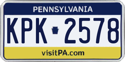 PA license plate KPK2578