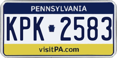 PA license plate KPK2583