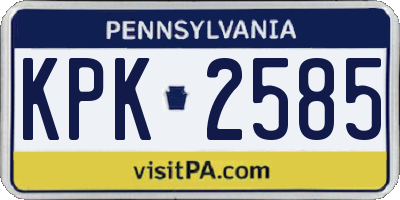 PA license plate KPK2585