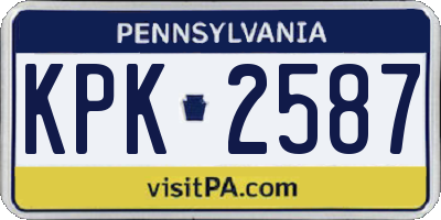 PA license plate KPK2587