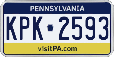 PA license plate KPK2593