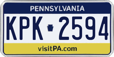 PA license plate KPK2594