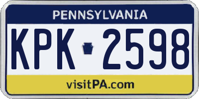 PA license plate KPK2598