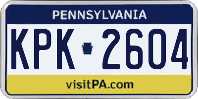 PA license plate KPK2604