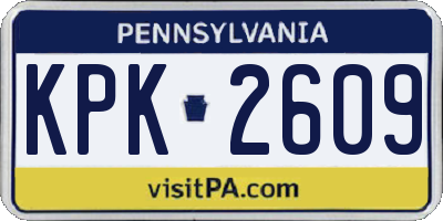 PA license plate KPK2609