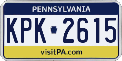 PA license plate KPK2615