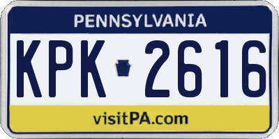 PA license plate KPK2616