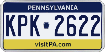 PA license plate KPK2622