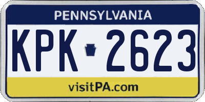 PA license plate KPK2623