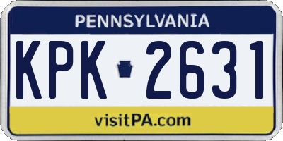 PA license plate KPK2631