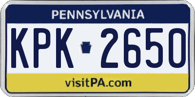 PA license plate KPK2650