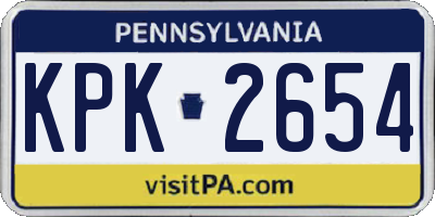 PA license plate KPK2654
