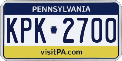 PA license plate KPK2700