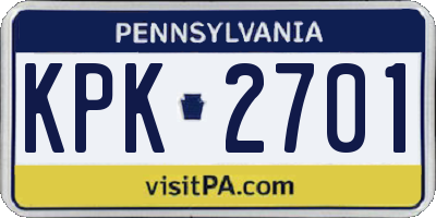 PA license plate KPK2701