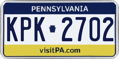 PA license plate KPK2702
