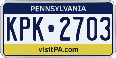 PA license plate KPK2703