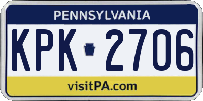 PA license plate KPK2706