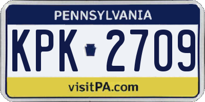 PA license plate KPK2709