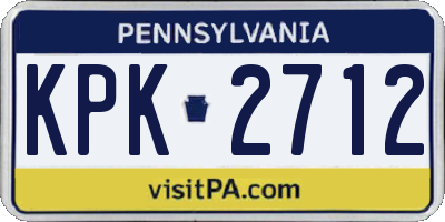 PA license plate KPK2712