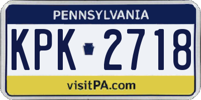 PA license plate KPK2718