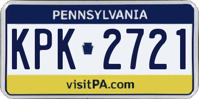 PA license plate KPK2721