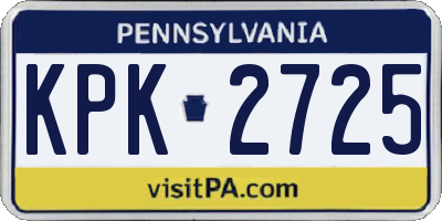 PA license plate KPK2725