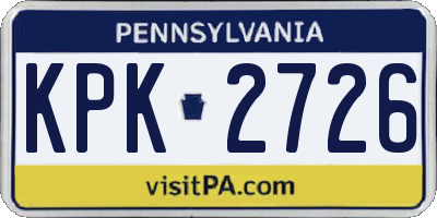 PA license plate KPK2726