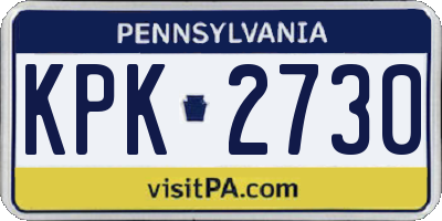 PA license plate KPK2730
