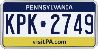 PA license plate KPK2749
