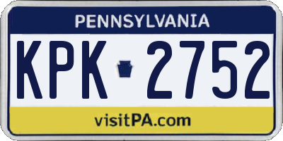 PA license plate KPK2752