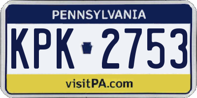 PA license plate KPK2753