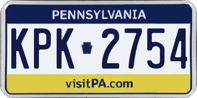 PA license plate KPK2754