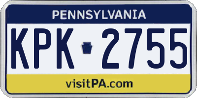 PA license plate KPK2755