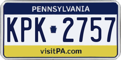 PA license plate KPK2757