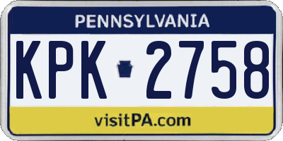 PA license plate KPK2758