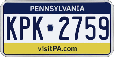 PA license plate KPK2759