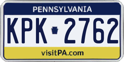 PA license plate KPK2762