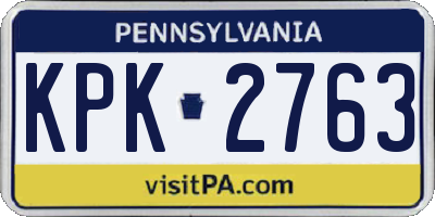 PA license plate KPK2763