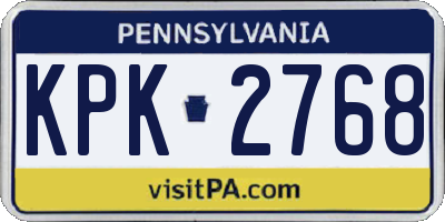 PA license plate KPK2768