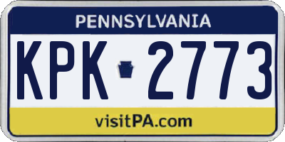 PA license plate KPK2773
