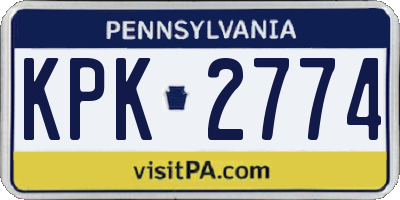 PA license plate KPK2774