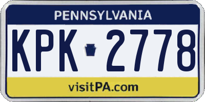 PA license plate KPK2778
