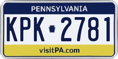 PA license plate KPK2781