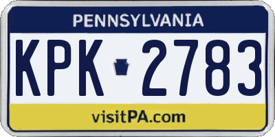 PA license plate KPK2783