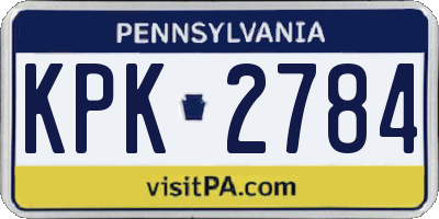 PA license plate KPK2784