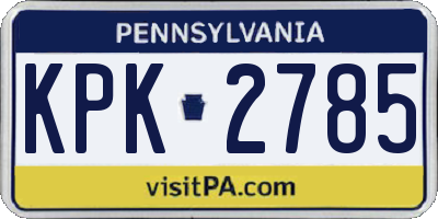 PA license plate KPK2785