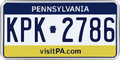 PA license plate KPK2786